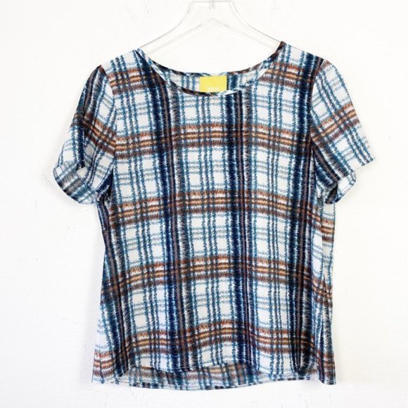 Anthropologie Maeve Plaid Open Tulip Back Blouse XS - Picture 3 of 9